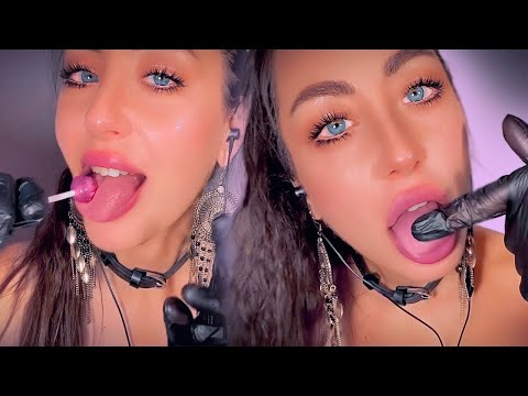 ASMR {Spit Painting w/ chewing gum, lollipop and gloves} Extra Intense Wet Mouth Sounds, No Talking🤤