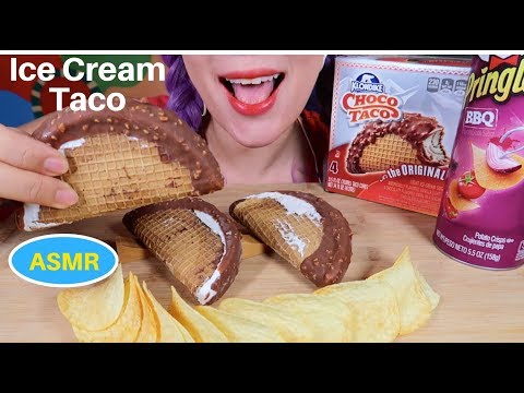 ASMR KLONDIKE Ice Cream Taco+ Pringles Eating sound  | 타코 아이스크림, 프링글스 먹방 | CURIE. ASMR