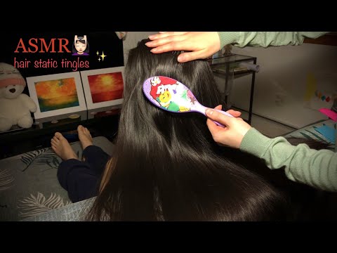 ASMR Hair Brushing w. UNEXPECTED HAIR STATIC TlNGLES + Up the NAPE (Combing, Massage, Scratch) 😯😴