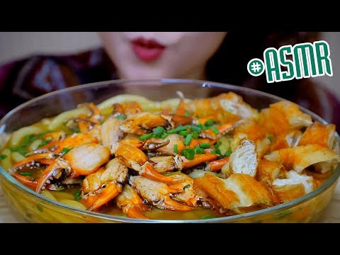 ASMR eating Vietnamese thick noodle soup with crab chelipeds , Slurping EATING SOUNDS | LINH-ASMR