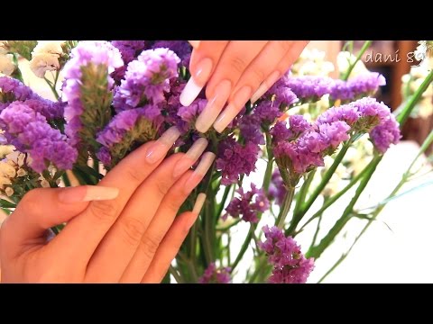 Touching some flowers with my Long Natural Nails