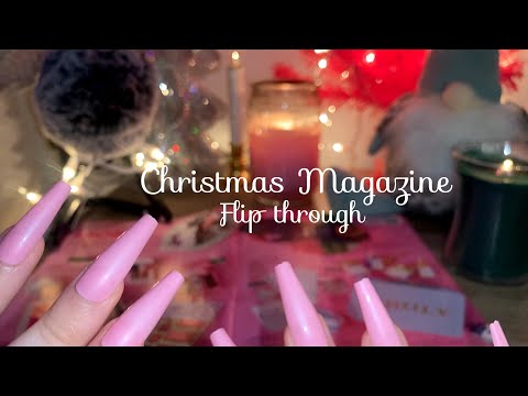 Asmr Christmas Magazine Flip Through | Crackling Candle, Camera Tapping, Scratching 🎅🏼