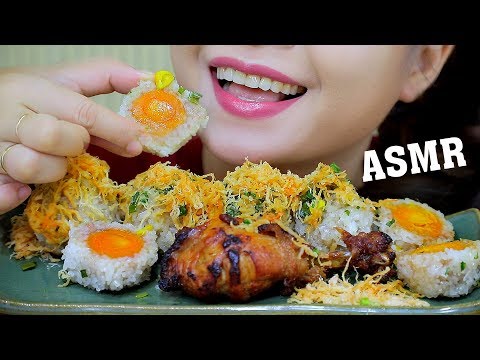 ASMR Mukbang Salted duck egg wrapped in sticky rice , Chewy eating sounds +食べる,咀嚼音,먹방이팅 LINH-ASMR