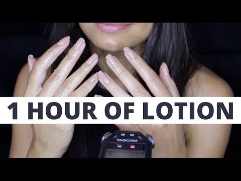 ASMR 1 HOUR OF LOTION HAND SOUNDS (hand sounds, finger flutters, lotion) (NO TALKING)