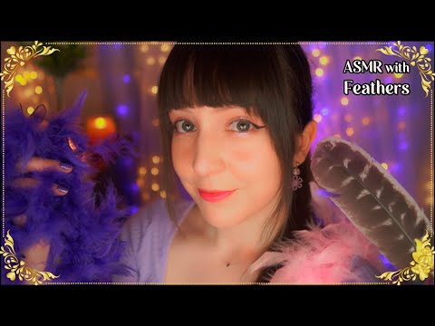 ⭐ASMR with Feathers [Sub] Ear Attention, Soft Spoken