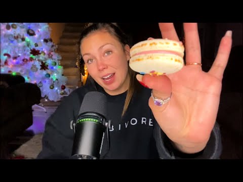 ASMR| EATING vegan MACARONS🤤 (soft whispers and chewy eating sounds)