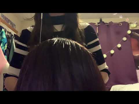 ASMR roleplay relaxing haircut with friend (scissor sounds and spray bottle)