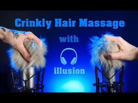 ASMR - CRINKLY BINAURAL HAIR MASSAGE - with the illusion of wearing headphones, no talking