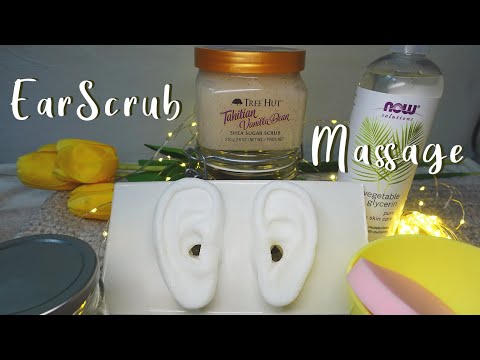 ASMR 🎧 Scrub Ear Massage & Moisturizing Care | Rubbing, Stroking, Cleansing, Tapping (No Talking)