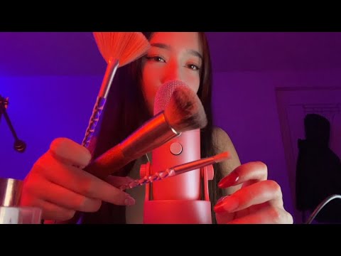 ASMR mic brushing and cupped whispers