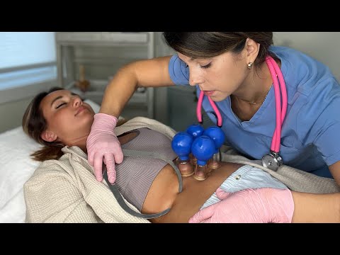 ASMR Abdominal Physical Assessment  & Massage to Lose Belly Fat | Cupping Therapy, Measurements