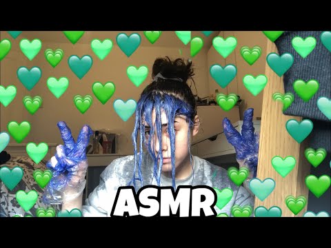 asmr| dying my hair from red to green in under 3 mins 🌈💚