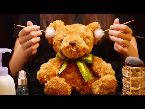 ASMR Taking Care of Teddy | Head Massage, Facial Cleansing, Fur Combing and Ear Cleaning(No Talking)