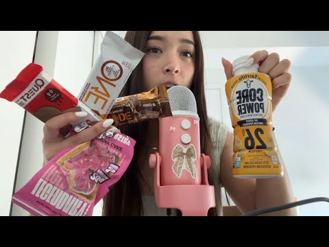ASMR Trying and Reviewing Protein Snacks🍫🍩🍪(mouth sounds)