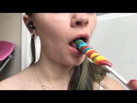 ASMR - XL LOLLIPOP 🌈🌈🌈 intense mouth sounds tongue color change satisfying relaxing