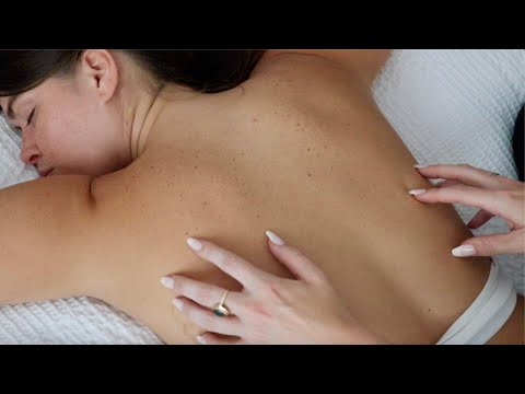 ASMR | Relaxing back-scratching & tracing (skin sounds, whispering, long nails)