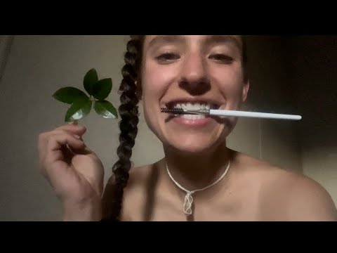 #ASMR SPOOLY MOUTH SOUNDS AND SHOWING YOU THE WINTERGREEN PLANT + EATING IT