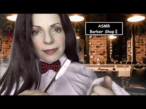 ASMR Roleplay Barber Shop Straight Blade Shave 💈(Personal Attention, Sound Effects)