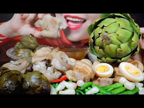 ASMR LUNAR NEW YEAR MEAL PIG TROTTER STEW WITH ATISO FLOWER BRAISED DUCK EGG AND PROK | LINH-ASMR