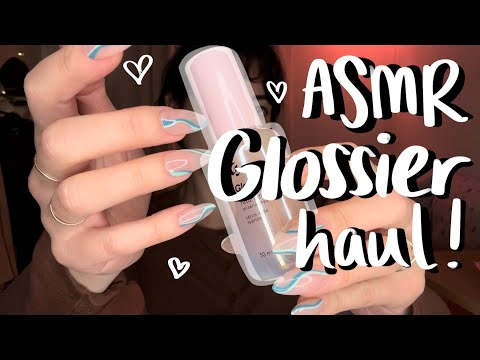 asmr: glossier skincare and makeup haul