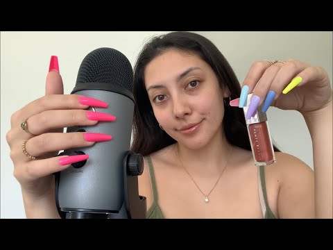 ASMR Tapping & Lip Gloss Sounds With Long Fake Nails | Whispered