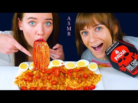 ASMR NUCLEAR FIRE SPICY ENOKI MUSHROOMS WITH PAQUI ONE CHIP CHALLENGE