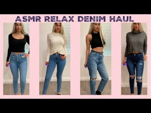 ASMR Try On Haul - Denim Jeans - Drinking Wine & Wearing a (Faux) Leather Jacket (Whispered) 👖 🍷