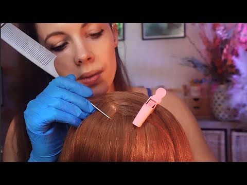 ASMR Relaxing Scalp Exam and Treatment (With Shampoo Massage & Scalp Scratching)