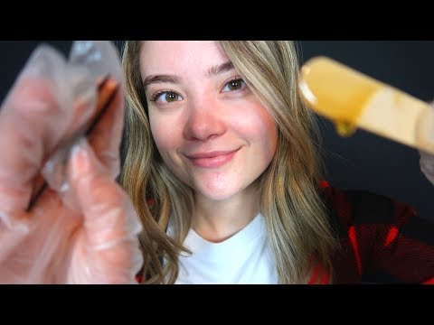 ASMR WAXING PLUCKING & FILLING YOUR EYEBROWS ROLEPLAY! Gloves Sound, Face Touching, Whispers