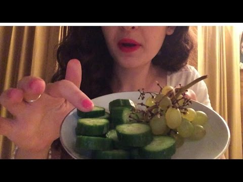 ASMR Eating Persian Sour Plum (Gojeh Sabz) with Grapes and cucumbers!