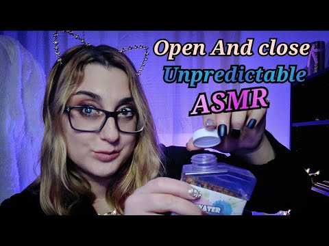 UNPREDICTABLE OPEN AND CLOSE ASMR TRIGGER (lid sounds, whisper, repeating words, tapping)