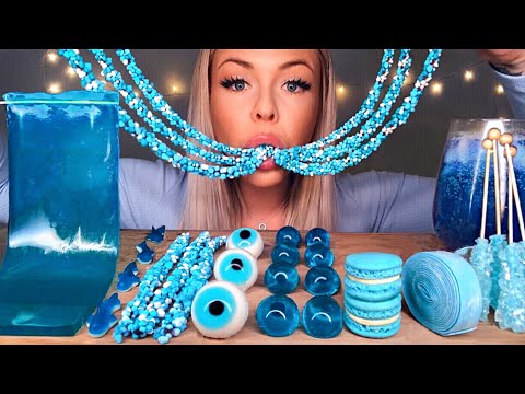 MOST POPULAR FOOD FOR ASMR *BLUE FOOD* SHEET JELLY, BUTTERFLY TEA, ROPE JELLY, ROCK CANDY MUKBANG 먹방
