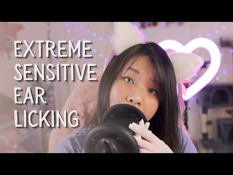 Sensitive Ear Licking ASMR | Extreme Sensitivity Mode | Cat Girl with White Lace Gloves
