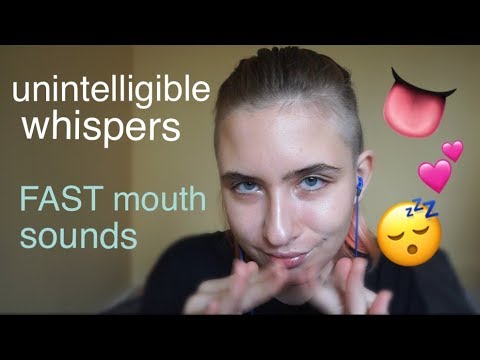 ASMR - Unintelligible whispers, ear blowing, fast mouth sounds + lil scritches