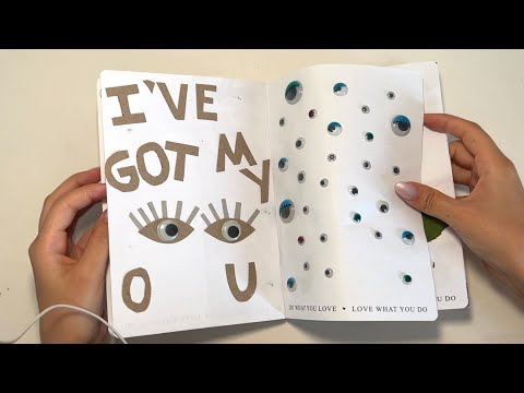 ASMR bullet journal & scrapbook flipthrough (crinkles, page turning, tracing, whispers, tapping)📒📓