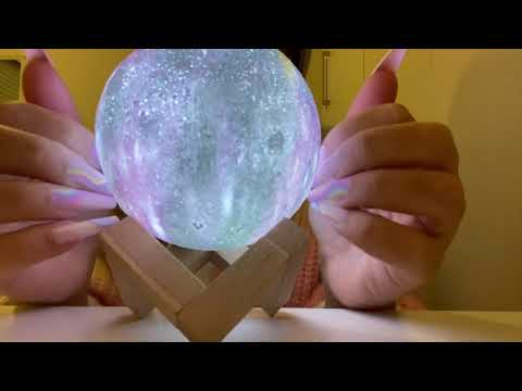 ASMR| Tapping and Scratching on galaxy lamp with long press on nails ⭐️💫✨