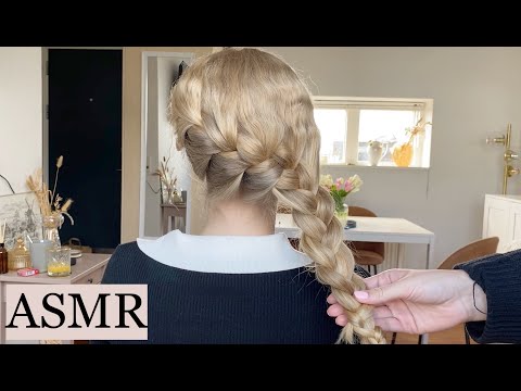 ASMR | KATNISS BRAID 🤎 Braided hairstyle, hair play, braid scratching, hair styling, no talking