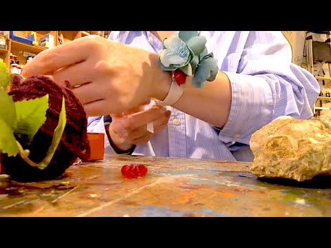 ASMR craft Hands sounds making a flower corsage no speaking relaxing