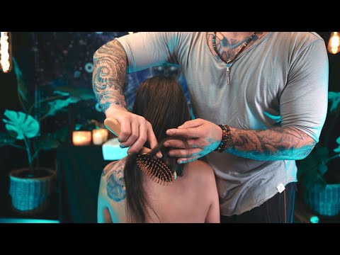 ASMR | Hairbrushing, Scalp Check, Gua Sha Massage | No Talking ft. @Jen Luv