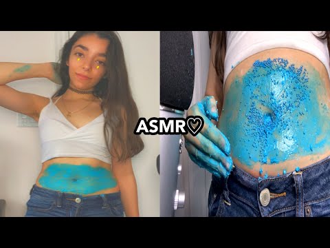 ASMR |PLAYING WITH BELLY BUTTON,EXTREME LOTION,BLUE PEARLS,& STOMACH GROWLING *BEST TINGLES EVER!*😱💙
