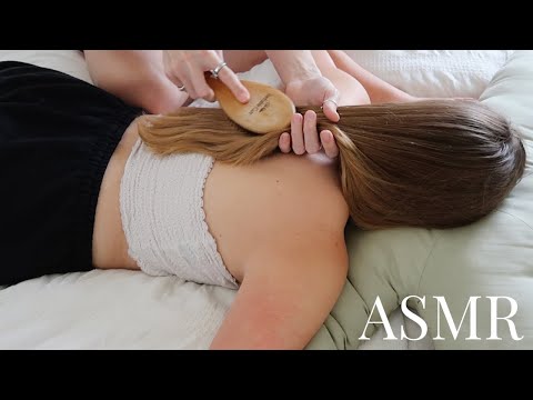 ASMR crisp and relaxing pamper massage and hair play for Alli's nap (soft whisper ft. Dossier)