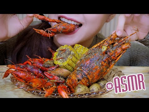ASMR Seafood with black pepper sauce (painted spiny lobster, crawfish) EATING SOUNDS | LINH-ASMR
