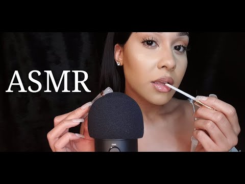 ASMR Liploss Application W/ Relaxing Hair Brushing ❤ (Mouth Sounds,Kisses & Inaudible Whispers)