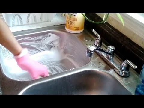 🧽ASMR SINK SCRUBBING AND DISH WASHING #asmr #watersounds #cleaning #relaxing #subscribe ❤