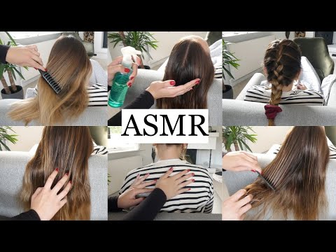 ASMR 1 HOUR 6 TRIGGERS! 🖤 Hair play, brushing, spraying, braiding... (no talking)