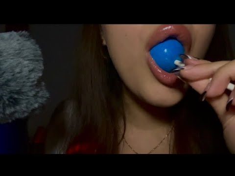 Asmr Jawbreaker licking |Hand Movements|Mouth Sounds| Fluffy Mic Scratching|
