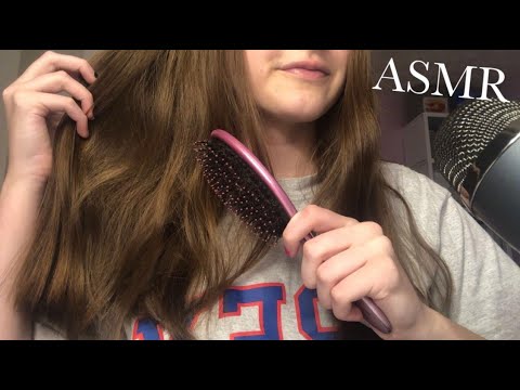 ASMR HAIR BRUSHING W/ SOFT WHISPERING AND GUM CHEWING