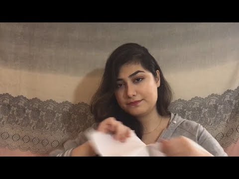 ASMR - Soft speaking, Tapping on notebook, and Tearing paper