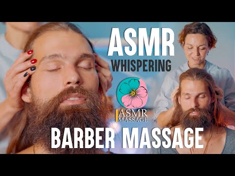 💤 ASMR Relaxing Barber Massage [scalp, head, shoulders] with a whispering voice 💤