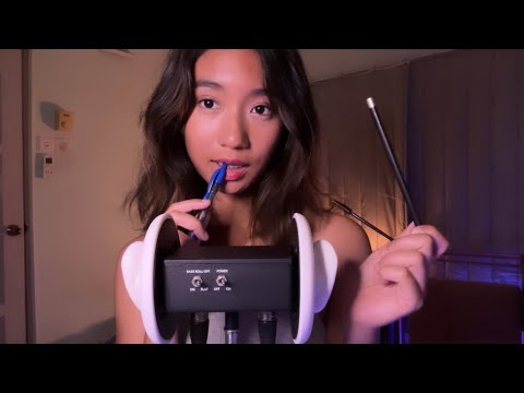 ASMR ~ Pen, Pencil & Spoolie Noms | 3Dio Nibbling & Chewing Sounds